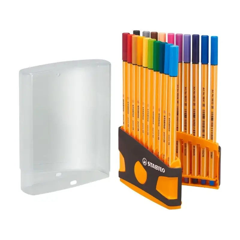 Stabilo Point 88 Pack de 20 Rotuladores de Punta Fina de Fibra - Trazo de 0.4mm. - Tinta con Base de Agua - Apto para Reglas y P
