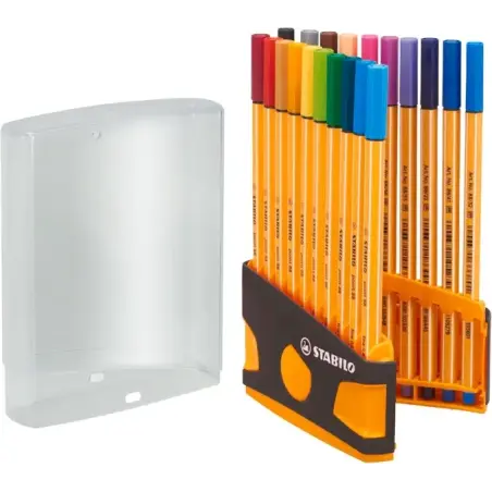 Stabilo Point 88 Pack de 20 Rotuladores de Punta Fina de Fibra - Trazo de 0.4mm. - Tinta con Base de Agua - Apto para Reglas y P