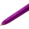 Bic 4 Colours Shine Boligrafo de Bola Retractil - Punta de 1mm - Trazo de 0.4mm - Tinta con Base de Aceite - Cuerpo Morado Metal