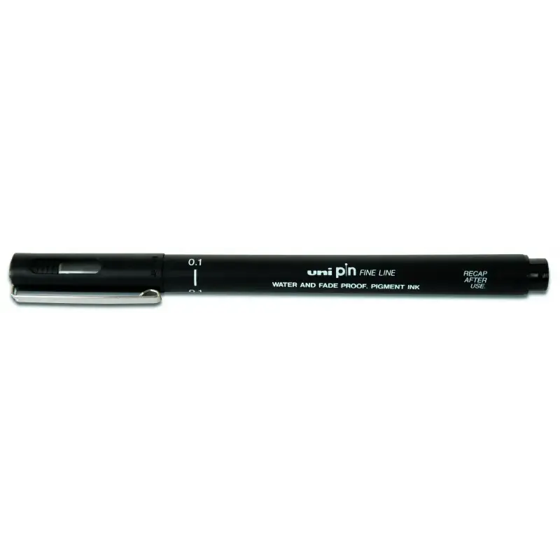 Uni-ball PIN01-200(S) Rotulador Calibrado - Punta Poliacetal 0.1mm - Tinta Pigmentada Resistente al Agua y Luz - Color Negro | A