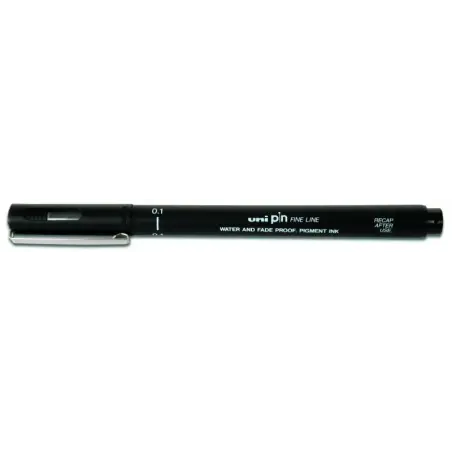 Uni-ball PIN01-200(S) Rotulador Calibrado - Punta Poliacetal 0.1mm - Tinta Pigmentada Resistente al Agua y Luz - Color Negro | A