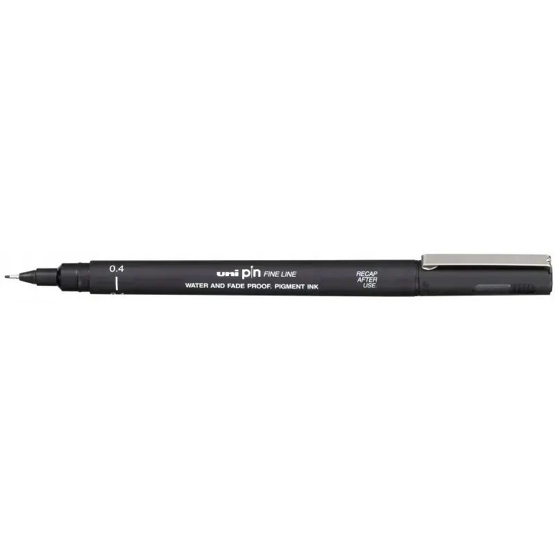 Uni-ball PIN04-200(S) Rotulador Calibrado - Punta Poliacetal 0.4mm - Tinta Pigmentada Resistente al Agua y Luz - Color Negro | A