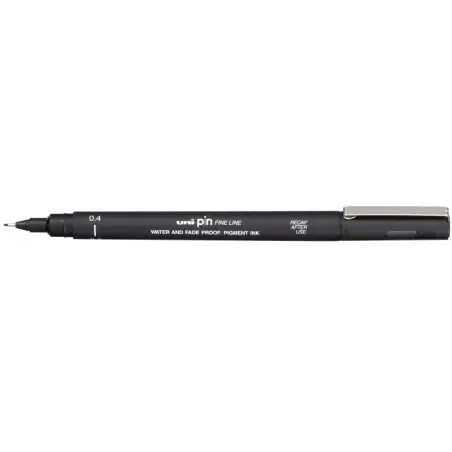 Uni-ball PIN04-200(S) Rotulador Calibrado - Punta Poliacetal 0.4mm - Tinta Pigmentada Resistente al Agua y Luz - Color Negro | A