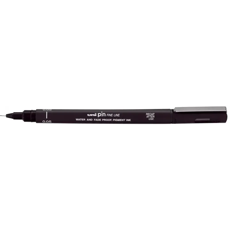 Uni-ball PIN05-200(S) Rotulador Calibrado - Punta Poliacetal 0.5mm - Tinta Pigmentada Resistente al Agua y Luz - Color Negro | A