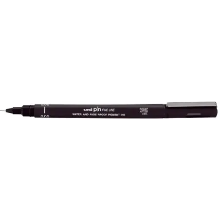Uni-ball PIN05-200(S) Rotulador Calibrado - Punta Poliacetal 0.5mm - Tinta Pigmentada Resistente al Agua y Luz - Color Negro | A