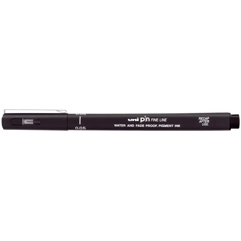 Uni-ball PIN05-200(S) Rotulador Calibrado - Punta Poliacetal 0.5mm - Tinta Pigmentada Resistente al Agua y Luz - Color Negro | A