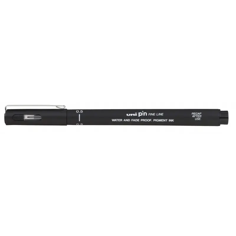 Uni-ball PIN05-200(S) Rotulador Calibrado - Punta Poliacetal 0.5mm - Tinta Pigmentada Resistente al Agua y Luz - Color Negro | A