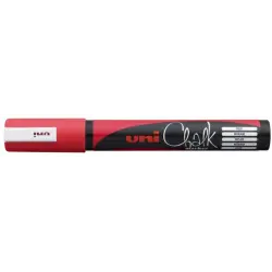Uni-ball PWE-5M Marcador de Tiza Liquida - Punta Conica 1.8-2.5mm - Borrado en Humedo - Resistente a la Lluvia - Color Rojo | Ah
