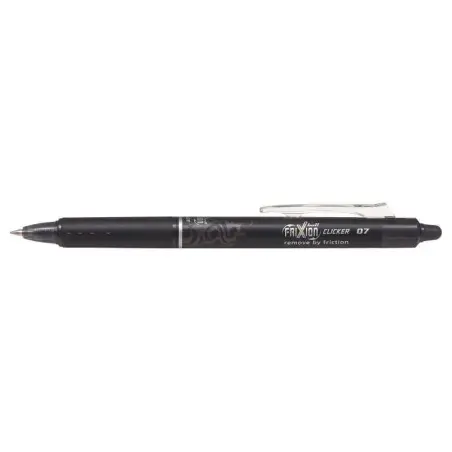 Pilot Frixion Clicker Boligrafo de Gel Borrable Retractil - Punta de Bola 0.7mm - Trazo 0.4mm - Grip Ergonomico - Color Negro |