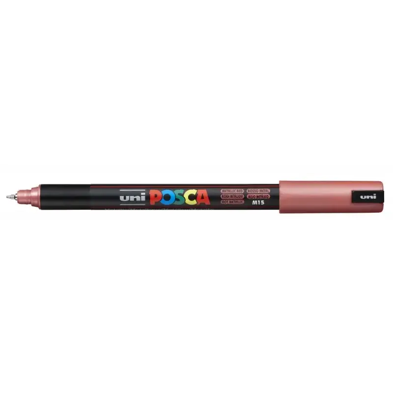 Posca PC-1MR Marcador de Pintura - Punta Roller de Fibra 0.7mm - Tinta Pigmentada Base al Agua - Resistente a la Luz - Color Roj