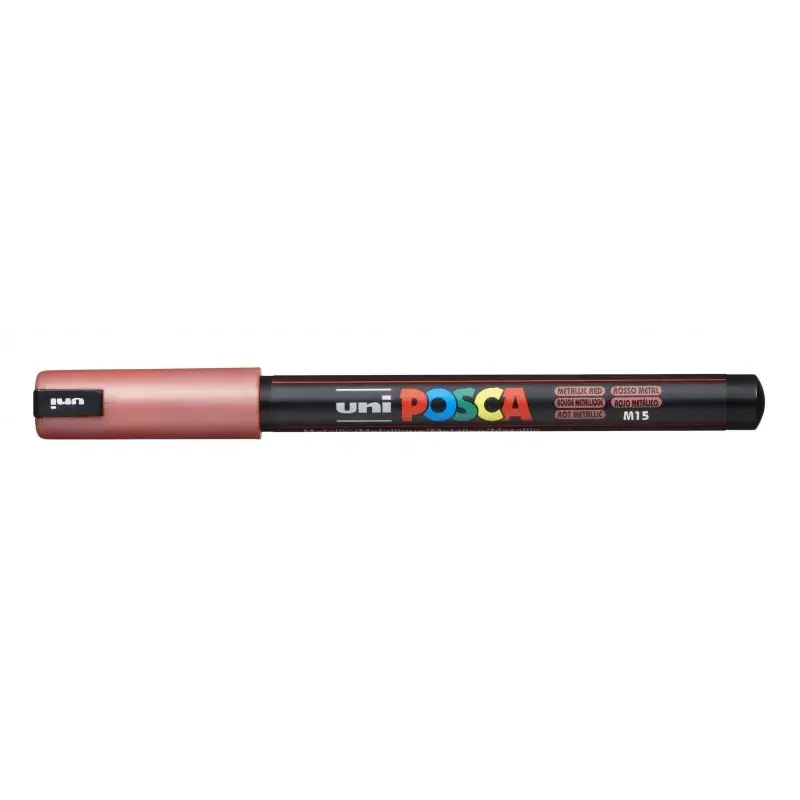 Posca PC-1MR Marcador de Pintura - Punta Roller de Fibra 0.7mm - Tinta Pigmentada Base al Agua - Resistente a la Luz - Color Roj