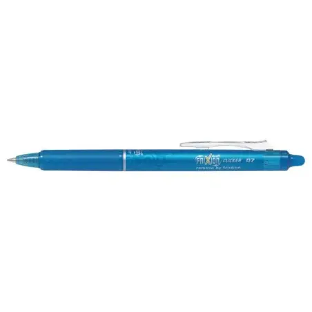 Pilot Frixion Clicker Boligrafo de Gel Borrable Retractil - Punta de Bola 0.7mm - Trazo 0.4mm - Grip Ergonomico - Color Azul Cla