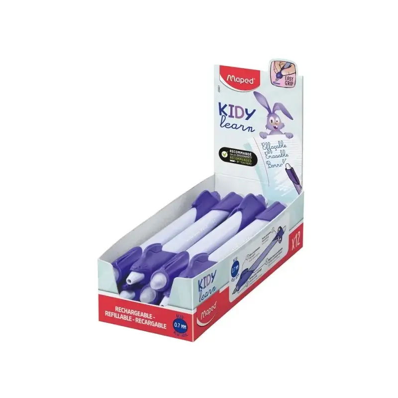 Maped Kidy Lern Magic Boligrafo Borrable con Guia para Dedos - Modelo Conejo - Tinta Color Azul - Recomendado para Niños de 4 a