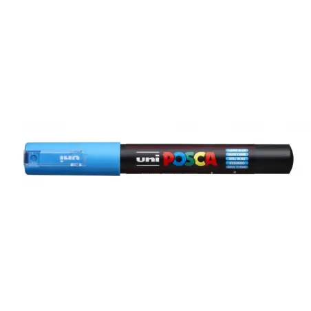 Posca PC-1M Marcador de Pintura - Punta Conica 0.7mm - Linea Fina - Tinta Base al Agua - Resistente a la Luz - Color Azul Claro