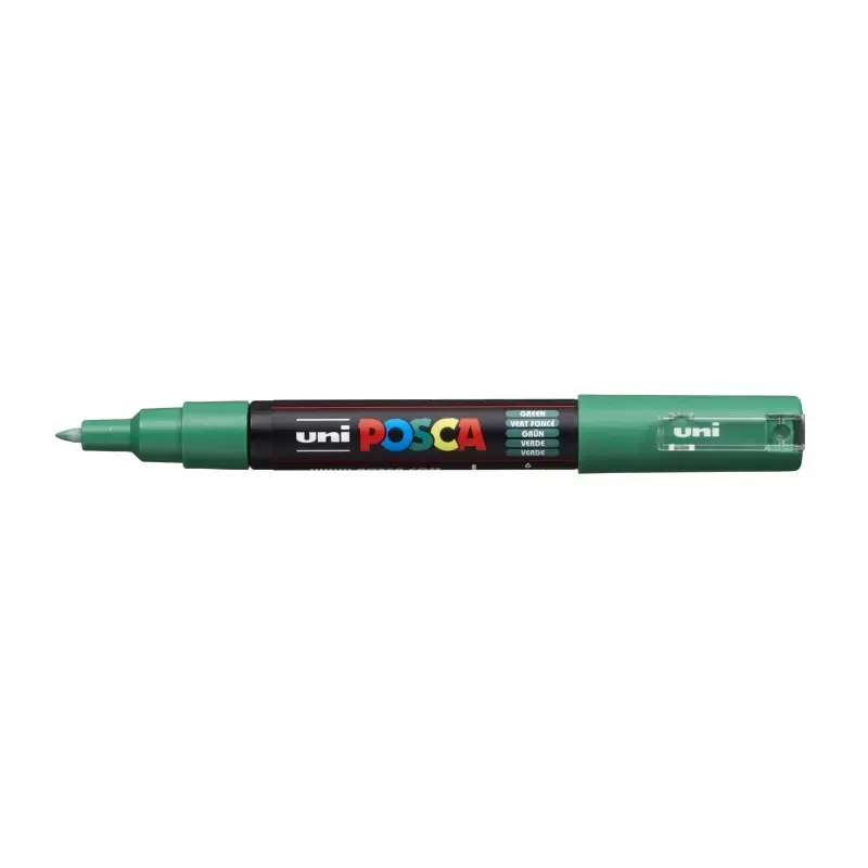 Posca PC-1M Marcador de Pintura - Punta Conica 0.7mm - Tinta Base al Agua - Resistente a la Luz - Color Verde | Ahorro Imprimien