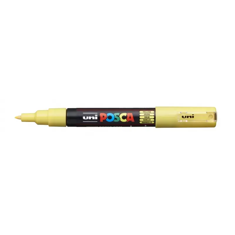 Posca PC-1M Marcador de Pintura - Punta de Poliester Conica 0.7mm - Tinta Base al Agua - Resistente a la Luz - Color Amarillo |