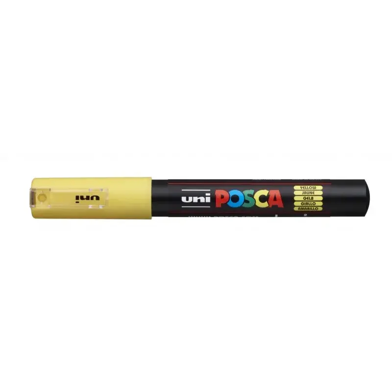 Posca PC-1M Marcador de Pintura - Punta de Poliester Conica 0.7mm - Tinta Base al Agua - Resistente a la Luz - Color Amarillo |