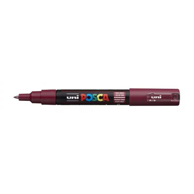 Posca PC-1M Marcador de Pintura - Punta Conica 0.7mm - Tinta Base al Agua - Resistente a la Luz - No Permanente - Color Vino | A