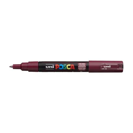 Posca PC-1M Marcador de Pintura - Punta Conica 0.7mm - Tinta Base al Agua - Resistente a la Luz - No Permanente - Color Vino | A