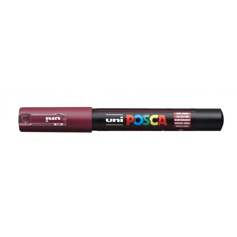 Posca PC-1M Marcador de Pintura - Punta Conica 0.7mm - Tinta Base al Agua - Resistente a la Luz - No Permanente - Color Vino | A