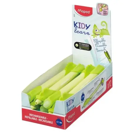 Maped Kidy Lern Magic Boligrafo Borrable con Guia para Dedos - Modelo Camaleon - Tinta Color Azul - Recomendado para Niños de 4