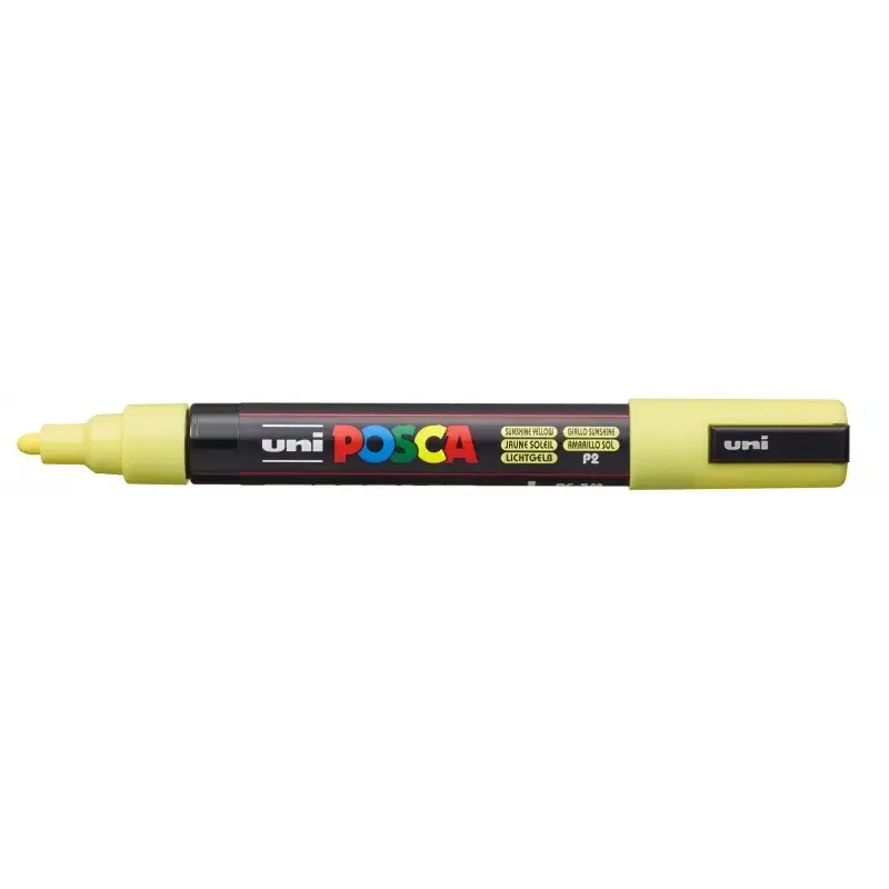 Posca PC-5M Marcador de Pintura - Punta de Poliester 1.8-2.5mm - Tinta Base al Agua - Resistente a la Luz - Color Amarillo Sol |