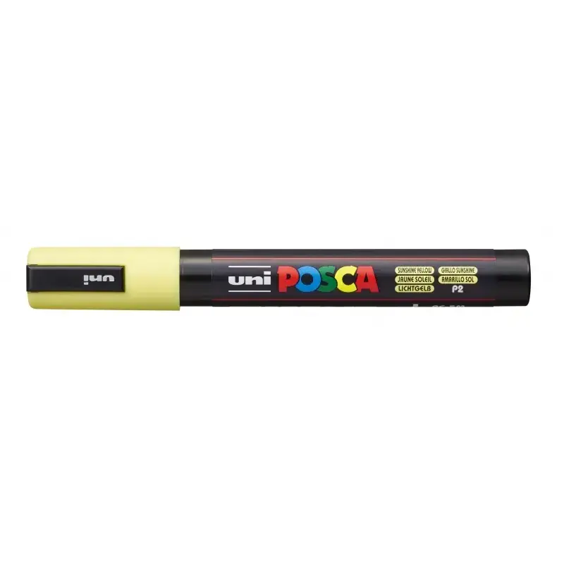Posca PC-5M Marcador de Pintura - Punta de Poliester 1.8-2.5mm - Tinta Base al Agua - Resistente a la Luz - Color Amarillo Sol |