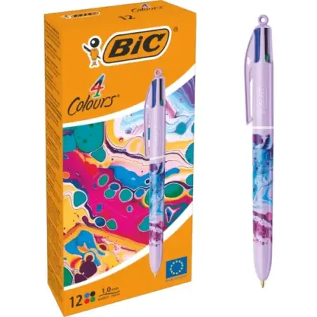 Bic 4 Colours Decors Hydro Boligrafo de Bola Retractil - Punta Media de 1.0mm - Tinta con Base de Aceite - 4 Colores | Ahorro Im