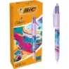 Bic 4 Colours Decors Hydro Boligrafo de Bola Retractil - Punta Media de 1.0mm - Tinta con Base de Aceite - 4 Colores | Ahorro Im