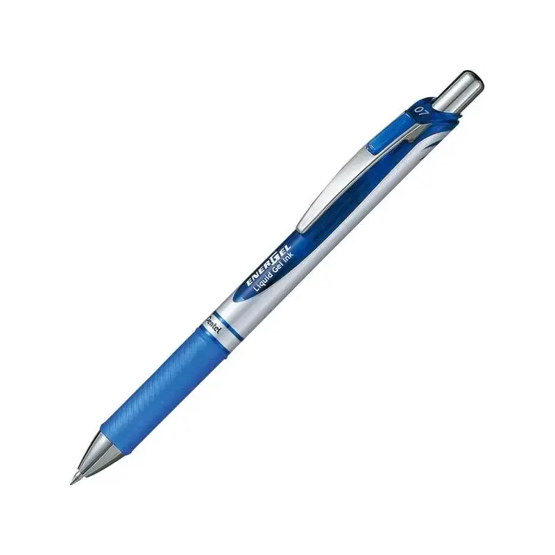 Pentel Energel Boligrafo de Bola Retractil - Punta 0.7mm - Trazo 0.35mm - Tinta Gel - Recargable - Grip de Agarre - Clip de Meta