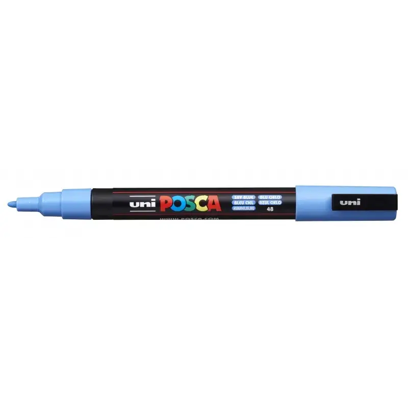 Posca PC-3M Marcador de Pintura - Punta Conica 0.9-1.3mm - Tinta Base al Agua - Resistente a la Luz - No Permanente - Color Azul