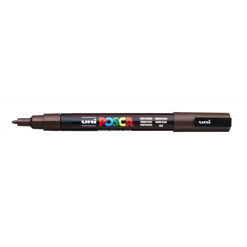 Posca PC-3M Marcador de Pintura - Punta Conica de Poliester 0.9-1.3mm - Tinta Base al Agua - Resistente a la Luz - Color Marron