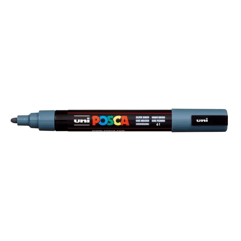 Posca PC-5M Marcador de Pintura - Punta de Bala 1.8-2.5mm - Tinta Base al Agua - Resistente a la Luz - No Permanente - Color Gri