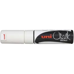 Uni-ball PWE-8K Marcador de Tiza Liquida - Punta Biselada 8mm - Borrado en Humedo - Resistente a la Lluvia - Color Blanco | Ahor