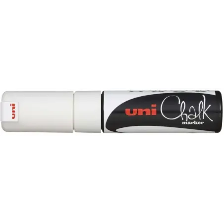 Uni-ball PWE-8K Marcador de Tiza Liquida - Punta Biselada 8mm - Borrado en Humedo - Resistente a la Lluvia - Color Blanco | Ahor
