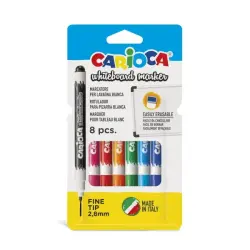 Carioca Pack de 8 Rotuladores para Pizarra Blanca - Punta Fina de Ø 2.8mm - Secado Rapido - Se Borra Facilmente - Colores Surtid