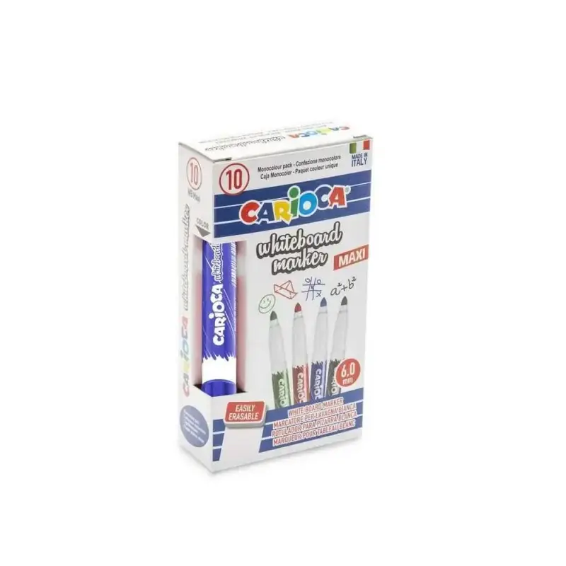 Carioca Maxi Rotulador para Pizarra Blanca - Tapa con Clip - Se Borra Facilmente - Se Seca Rapidamente - Punta de Ø 6mm - Color