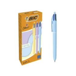 Bic 4 Colours Pastel Boligrafo de Bola Retractil - Punta Media de 1.0mm - Tinta con Base de Aceite - Cuerpo en Colores Pastel -
