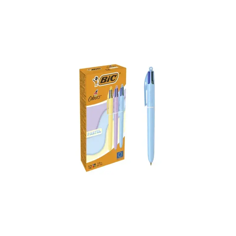 Bic 4 Colours Pastel Boligrafo de Bola Retractil - Punta Media de 1.0mm - Tinta con Base de Aceite - Cuerpo en Colores Pastel -