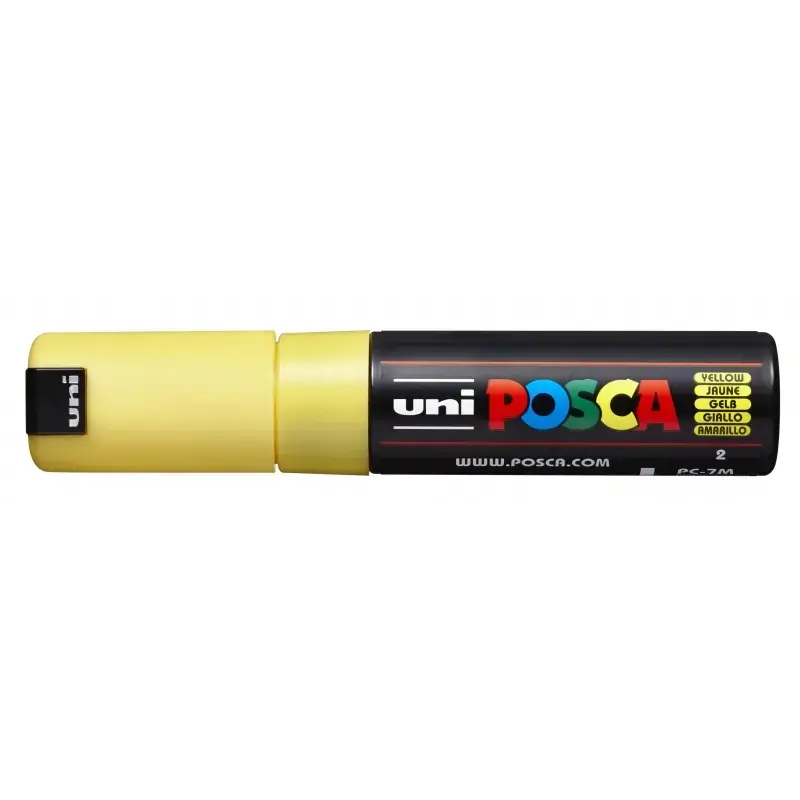 Posca PC-7M Marcador de Pintura - Punta de Bala 4.5-5.5mm - Base al Agua - Resistente a la Luz - Color Amarillo | Ahorro Imprimi