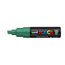 Posca PC-8K Marcador de Pintura Base al Agua - Punta Biselada Acrilica 8mm - Linea Gruesa - Resistente a la Luz - Color Verde |