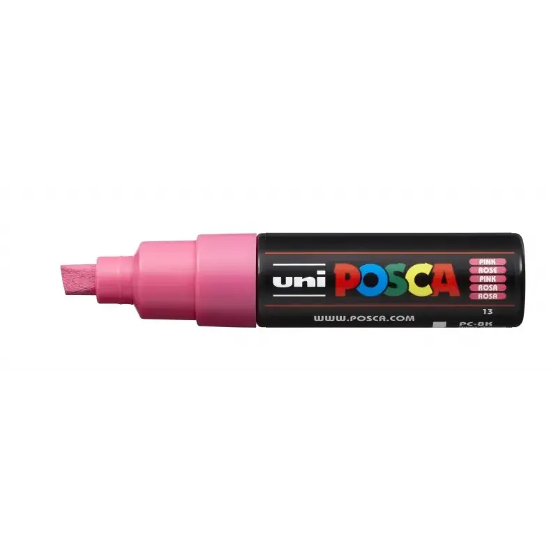 Posca PC-8K Marcador de Pintura - Punta Biselada Acrilica 8mm - Tinta Base al Agua - No Permanente - Resistente a la Luz - Ideal
