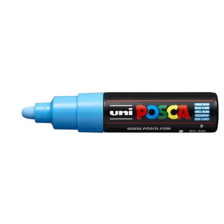 Posca PC-7M Marcador de Pintura - Punta de Bala 4.5-5.5mm - Tinta Base al Agua - Resistente a la Luz - Color Azul Claro | Ahorro