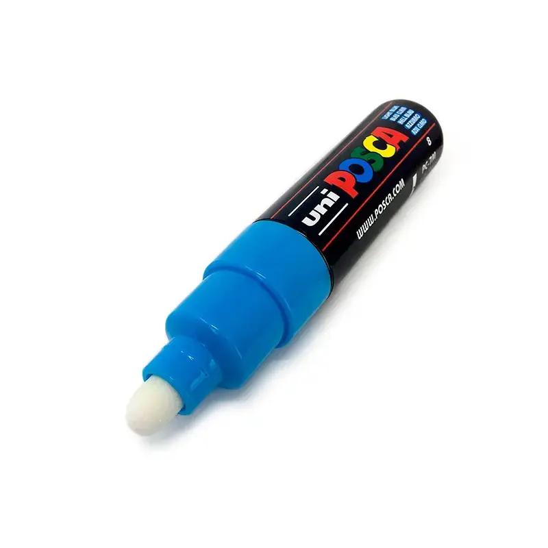 Posca PC-7M Marcador de Pintura - Punta de Bala 4.5-5.5mm - Tinta Base al Agua - Resistente a la Luz - Color Azul Claro | Ahorro
