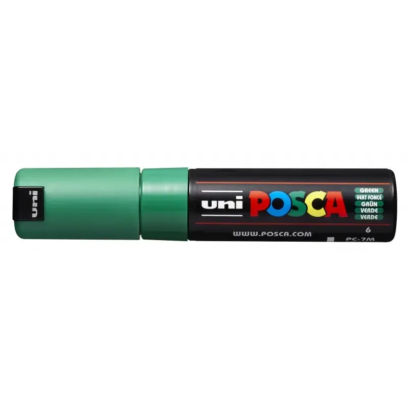 Posca PC-7M Marcador de Pintura Base al Agua - Punta de Bala 4.5-5.5mm - Tinta Pigmentada - Resistente a la Luz - Color Verde |