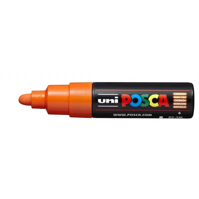 Posca PC-7M Marcador de Pintura - Punta de Bala 4.5-5.5mm - Tinta Base al Agua - Resistente a la Luz - Color Naranja | Ahorro Im
