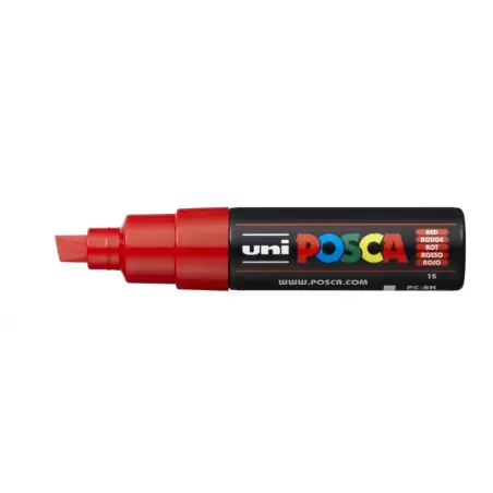 Posca PC-8K Marcador de Pintura - Punta Biselada Acrilica 8mm - Tinta Base al Agua - Resistente a la Luz - Color Rojo | Ahorro I