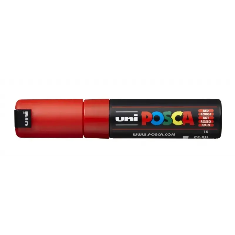 Posca PC-8K Marcador de Pintura - Punta Biselada Acrilica 8mm - Tinta Base al Agua - Resistente a la Luz - Color Rojo | Ahorro I