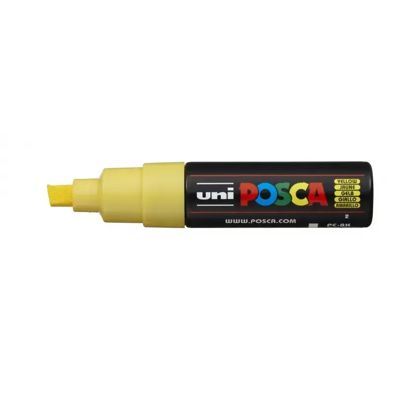 Posca PC-8K Marcador de Pintura - Punta Biselada Acrilica 8mm - Tinta Base al Agua - Resistente a la Luz - No Permanente - Color