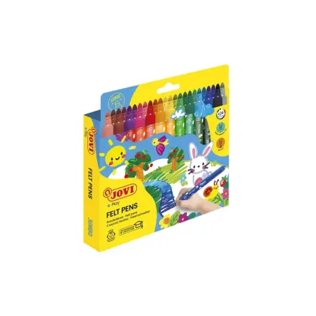 Jovi Felt Pens Estuche de 24 Rotuladores Jumbo - Punta de 5.8mm - Amplia Variedad de Tonos - Tinta de Gran Fijacion - Capuchon d